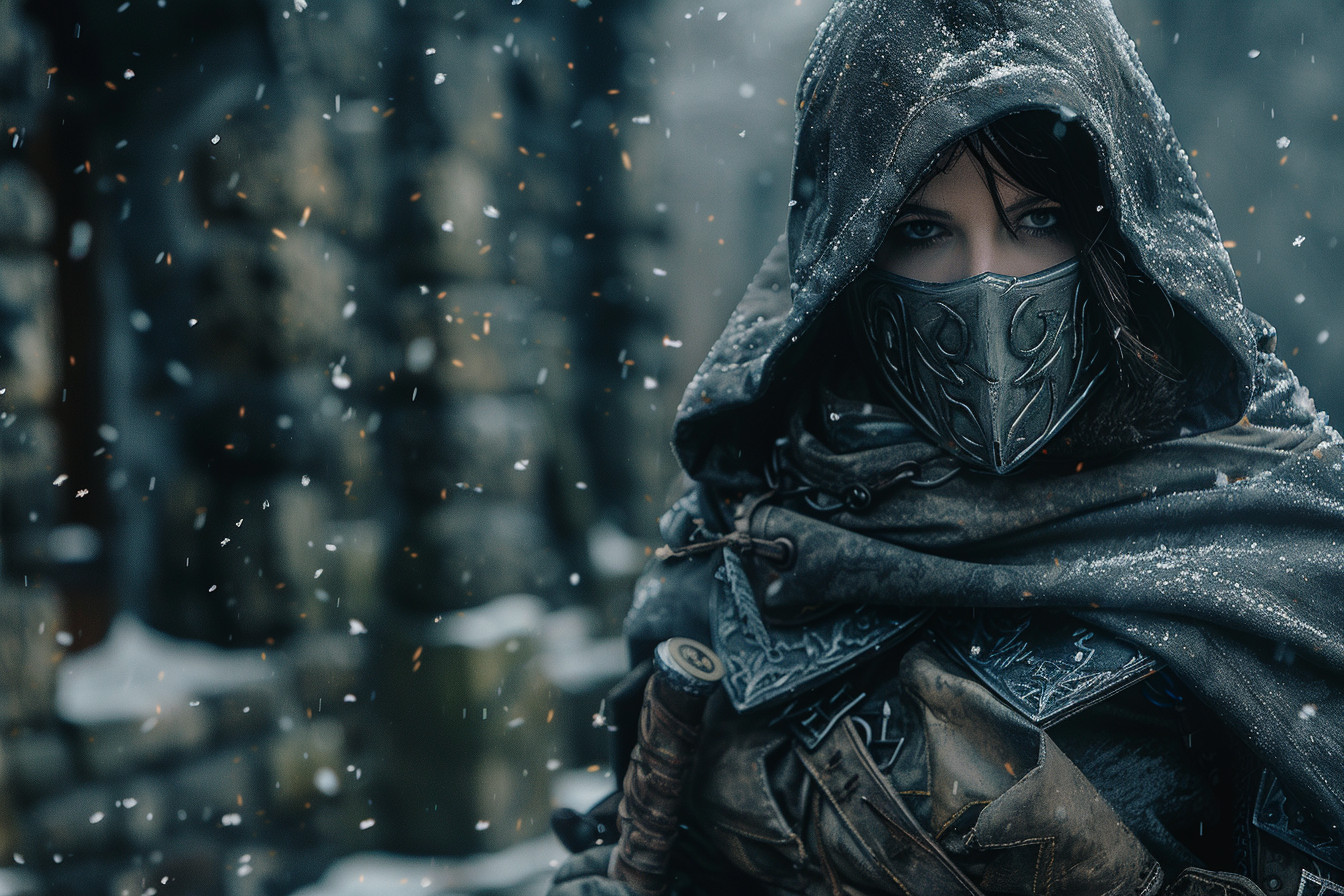 Game board of The Elder Scrolls V: Skyrim board game with a variety of miniatures and cards set up for an epic quest.